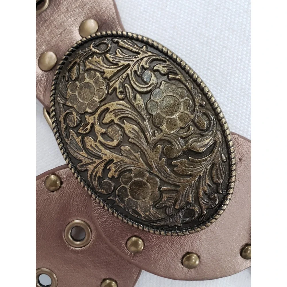 Oval Disc Belt Women Concho Western Boho y2k bohemian festival statement BRASS
